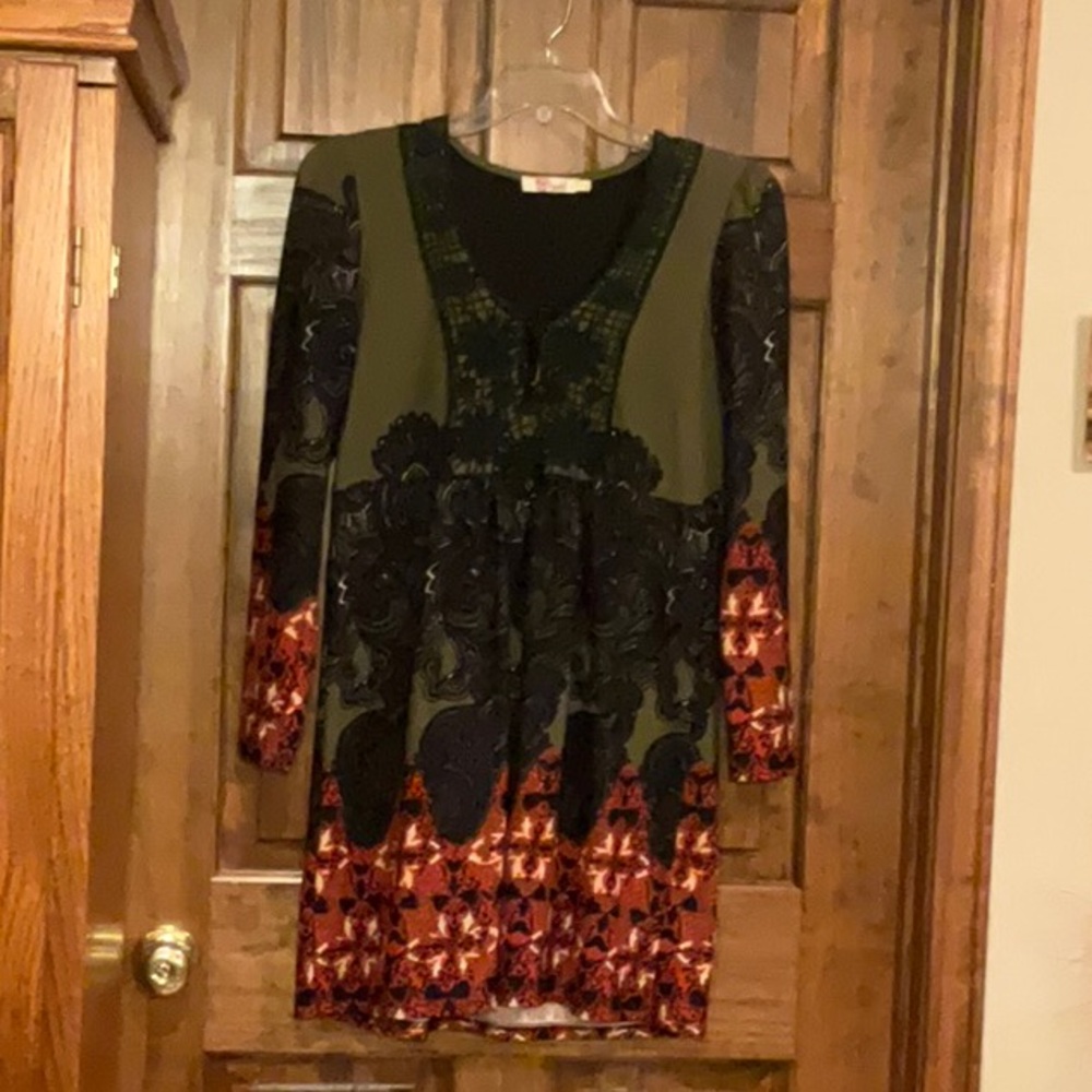 Aryeh Boho Flannel Dress, Sz S - Trendy, Warm Fashion, Boot Friendly